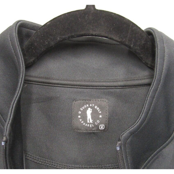 U Suck At Golf 1/4 Zip Pullover Long Sleeve Shirt Sz M Black Floral Pattern NWT - Picture 8 of 14